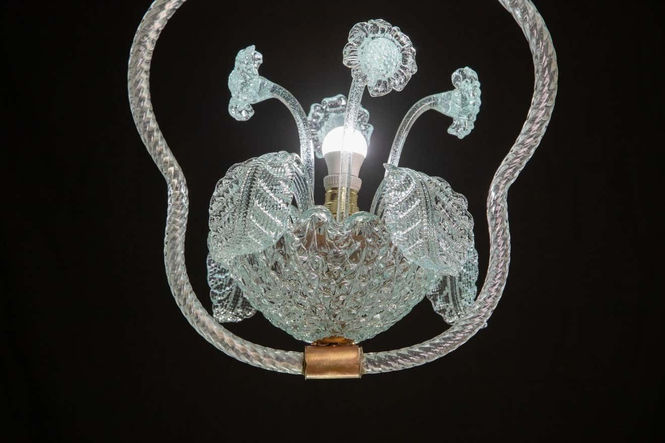 Extraordinary Rare Blue Barovier E Toso Light With Flowers, 1940s photo for sale