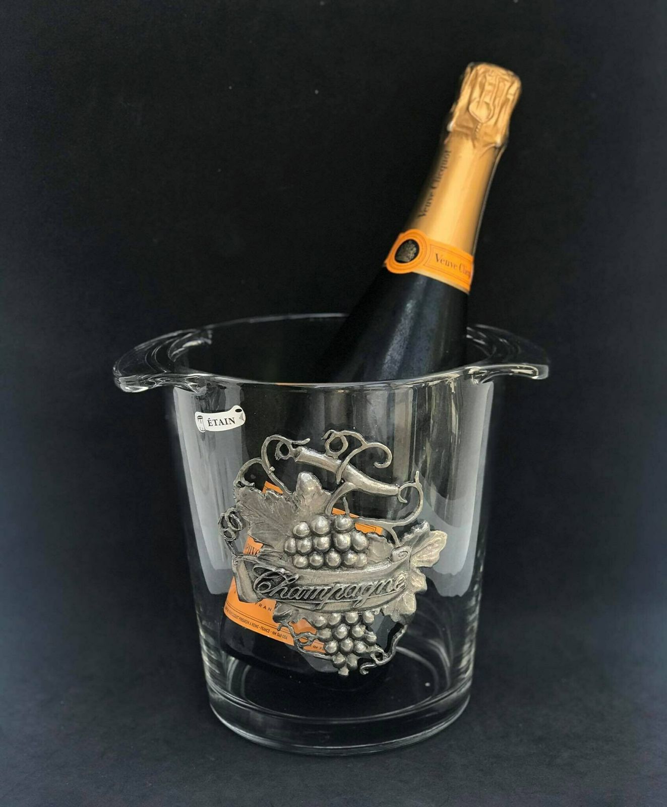 Champagne Emmer Van Zwaar Glas Met Tinnen Accessoires – Decoratief Verzamelobject, Ijsemmer, Cadeau Voor Koppels, Bruiloft, Kerst, Bruidsmeisje, Bardecor photo furniture