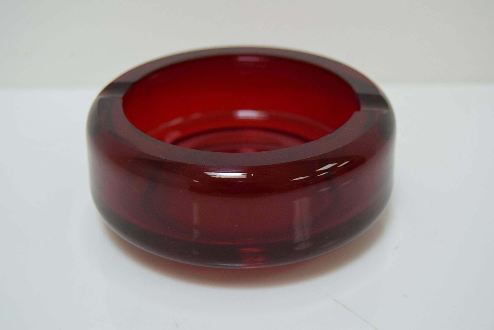 Midcentury Glass Ashtray By Glasswork Novy Bor, 1960s photo for sale