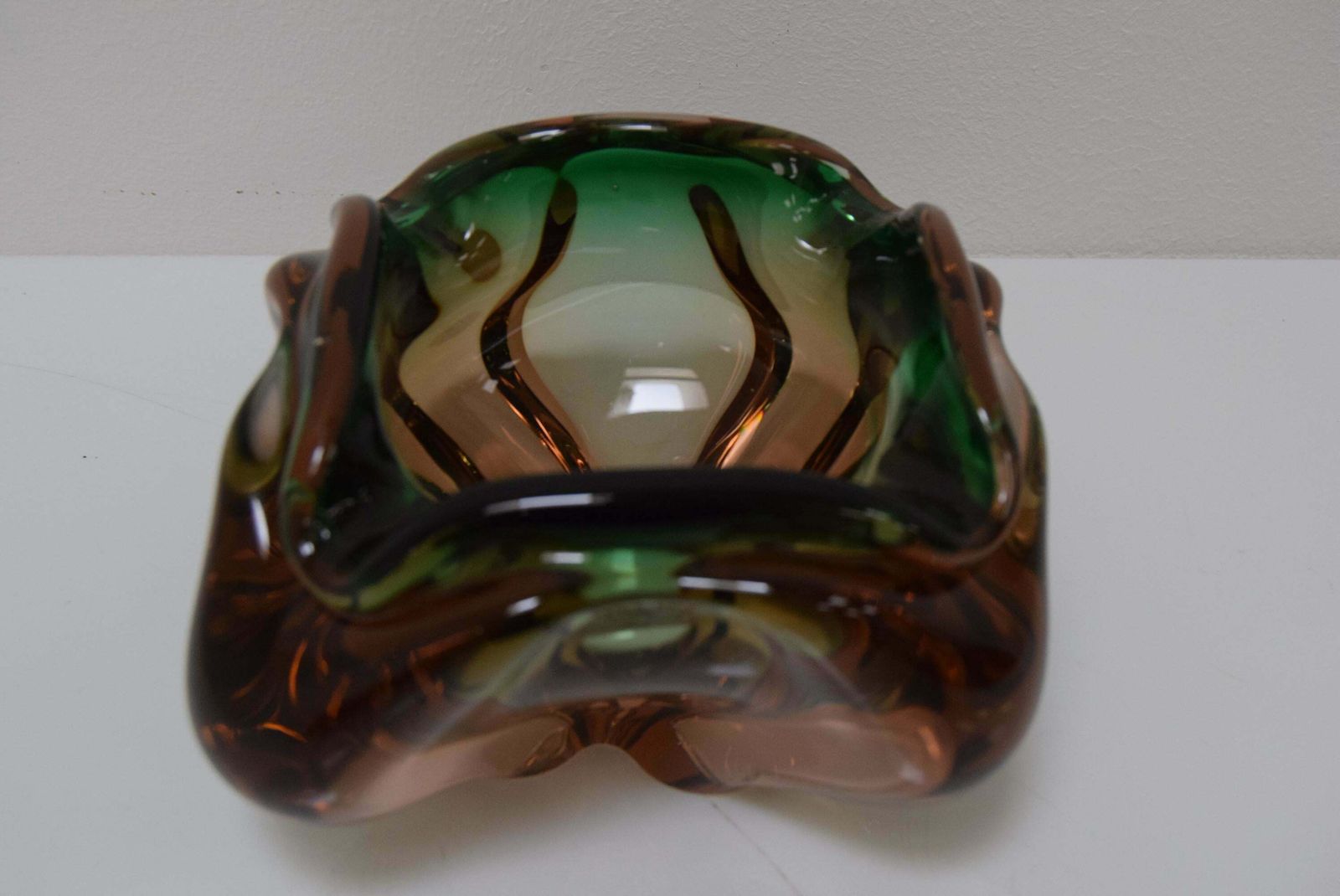 Midcentury Ashtray From Metallurgical Glass, By Glasswork Novy Bor, 1960s photo furniture