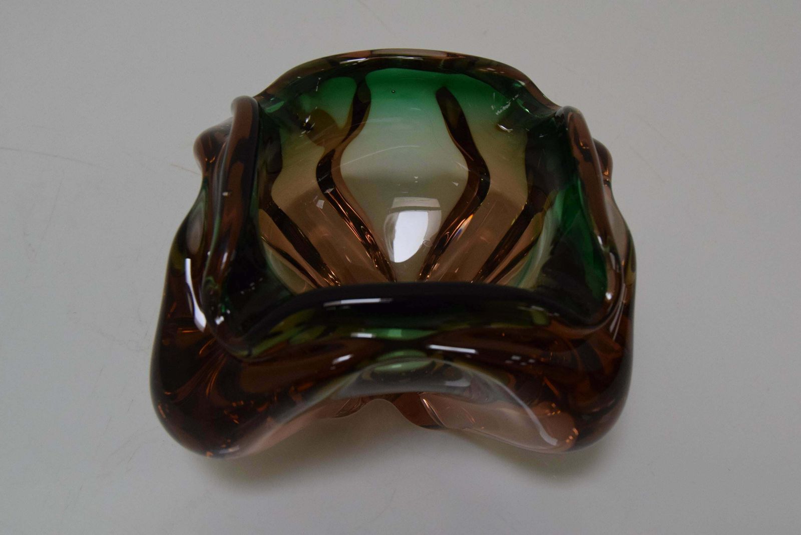 photo furniture Midcentury Ashtray From Metallurgical Glass, By Glasswork Novy Bor, 1960s