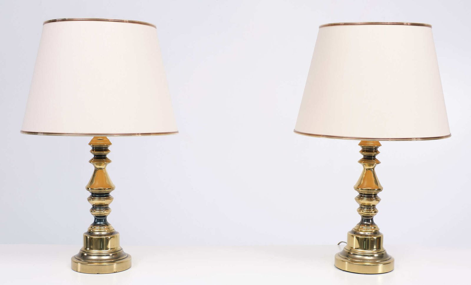 Hollywood Regency Brass Table Lamps, USA, 1970s, Set Of 2