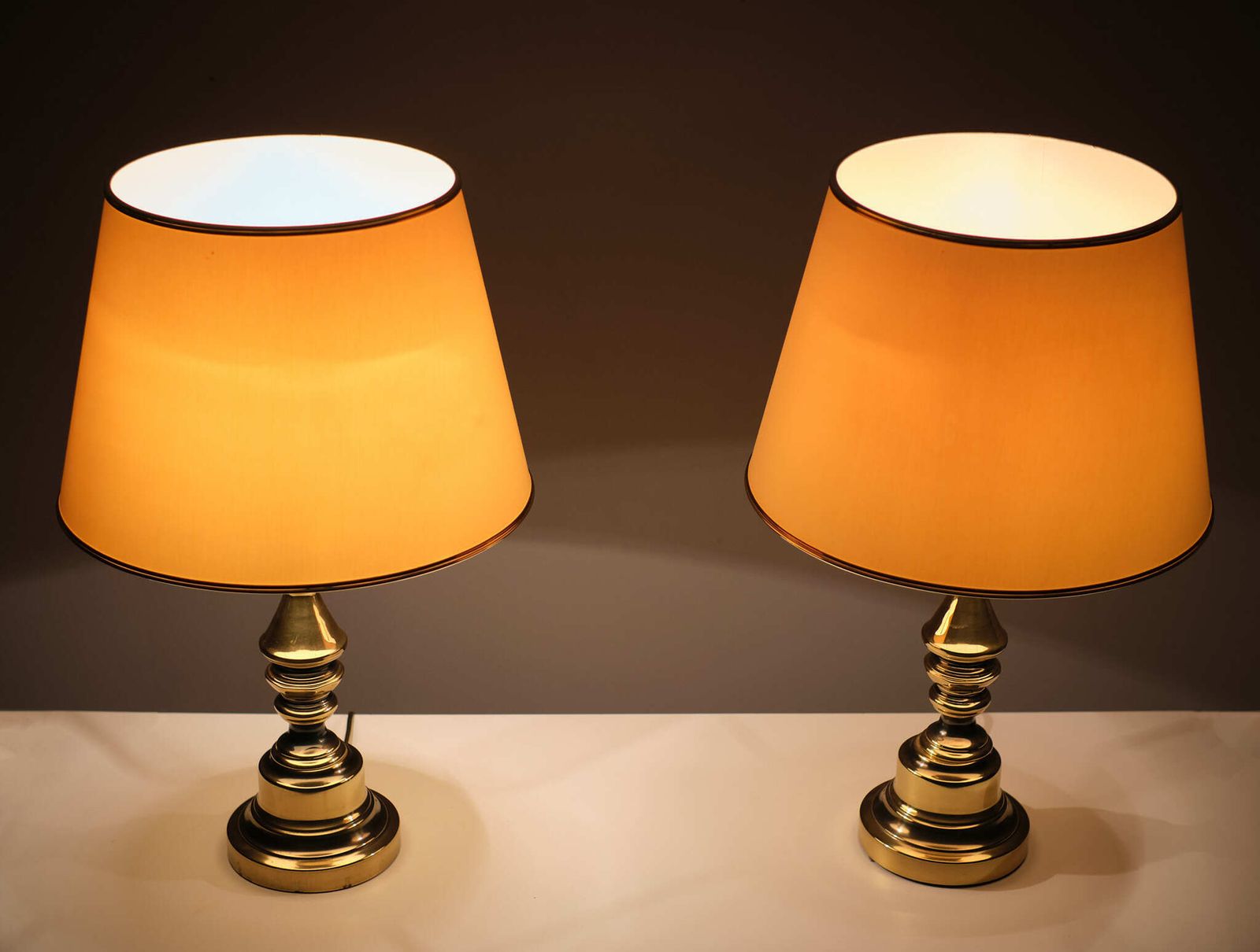 photo furniture Hollywood Regency Brass Table Lamps, USA, 1970s, Set Of 2