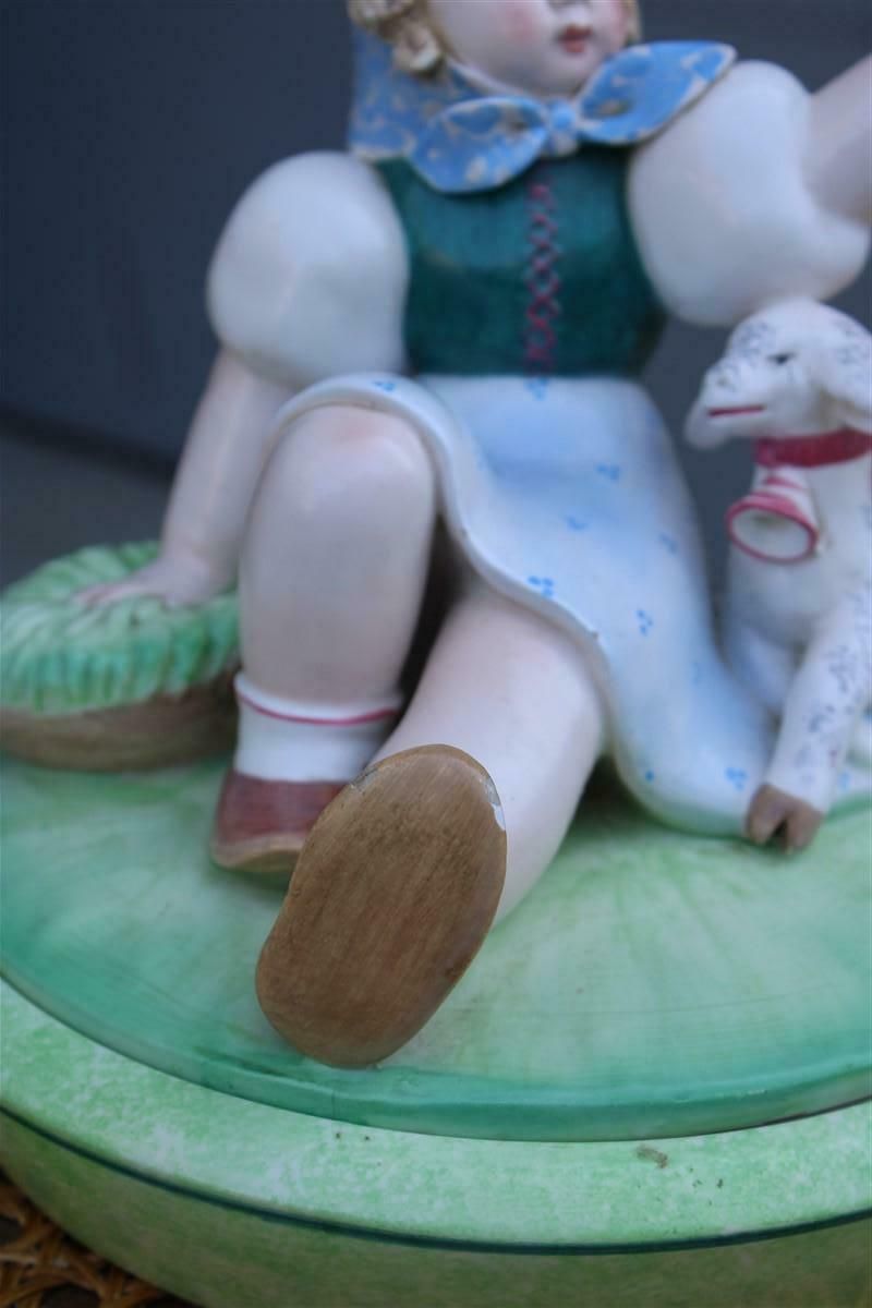 Tarcisio Tosin Italian Ceramic Box 1930s With Little Girl And Goat photo 958.0