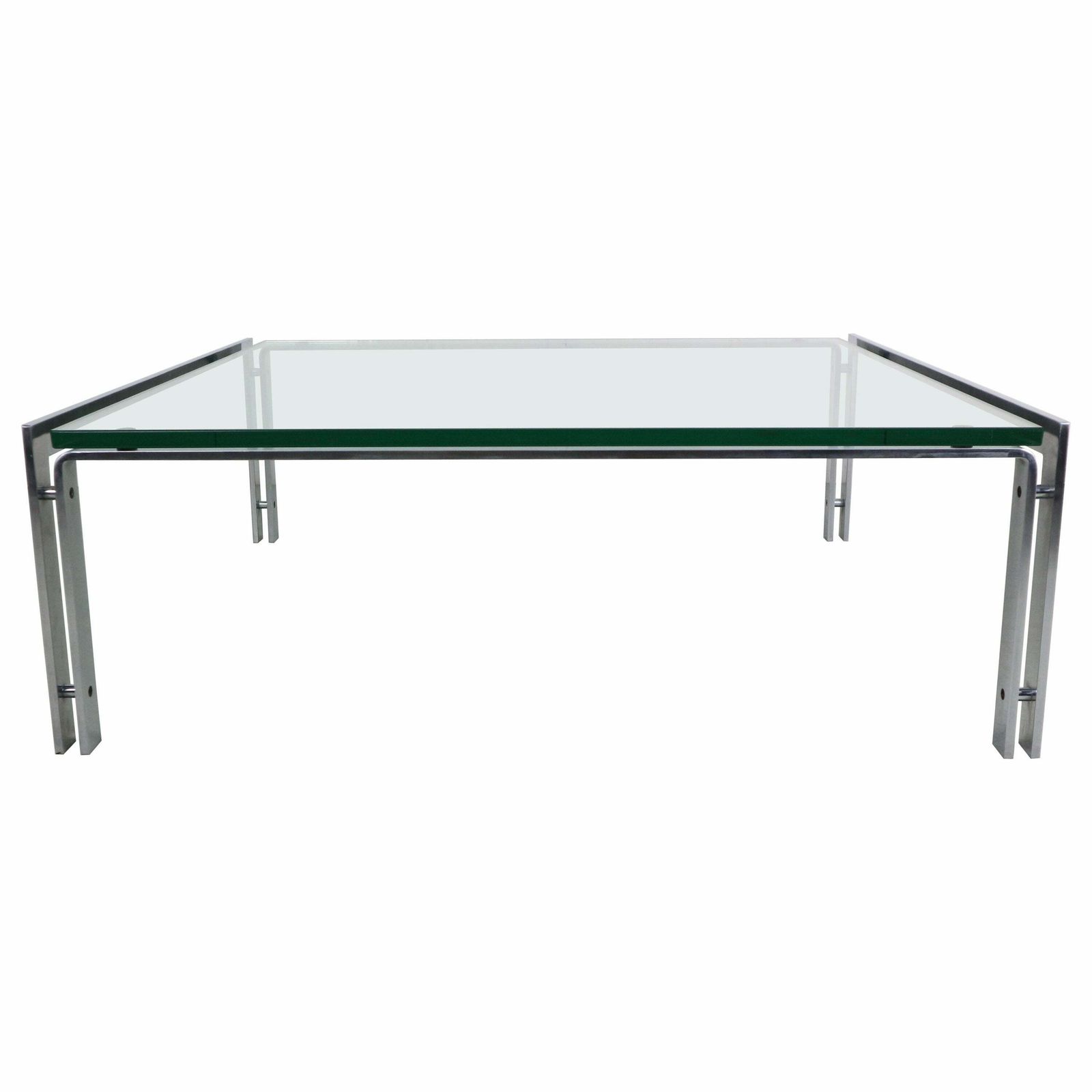 Dutch Metaform Large Steel And Glass Coffee Table By Hank Kwint 1970
