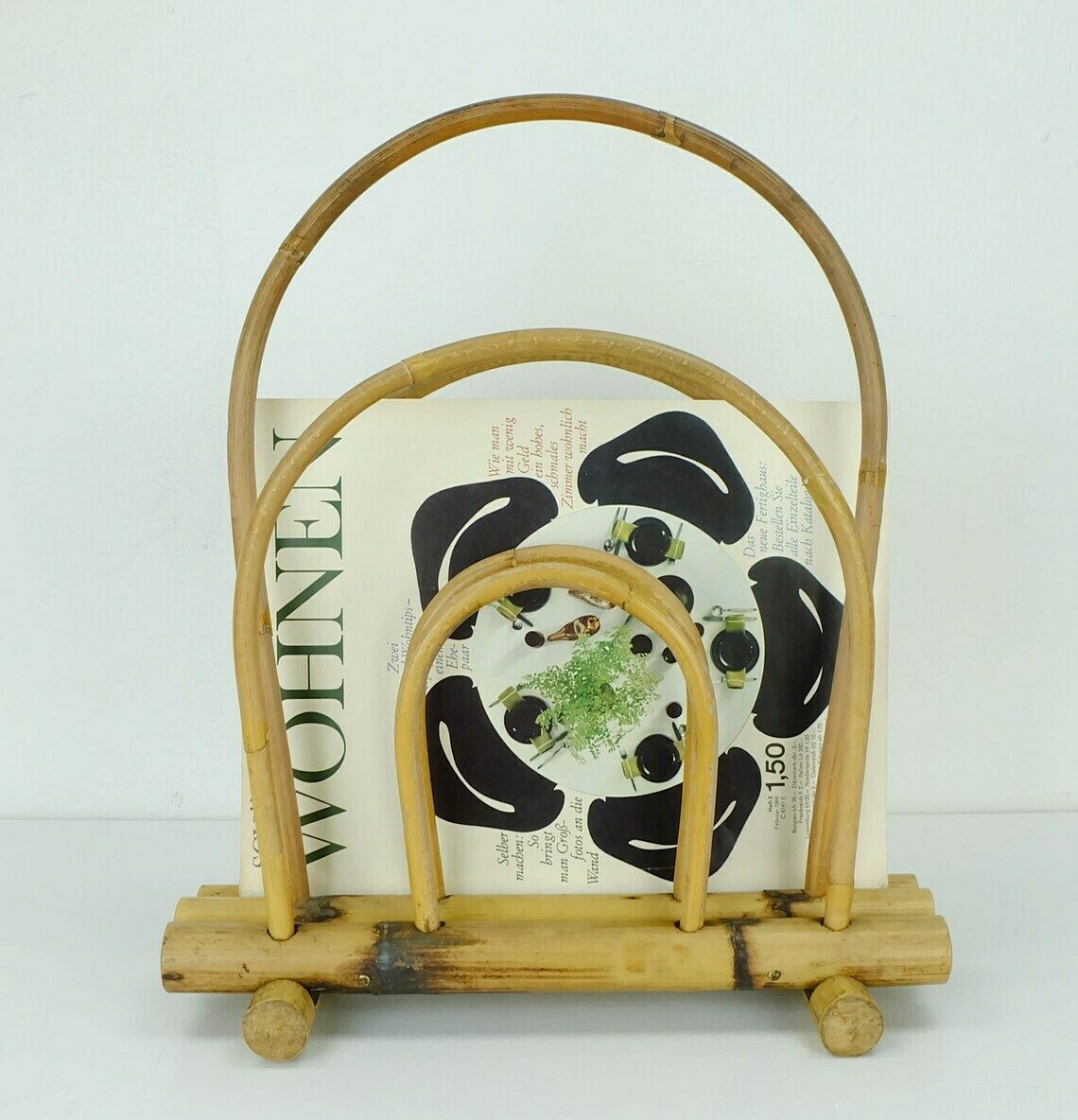 Vintage 1950s 60s Mid Century Magazine Rack Bamboo Hawaii Tiki Style photo 68.5525