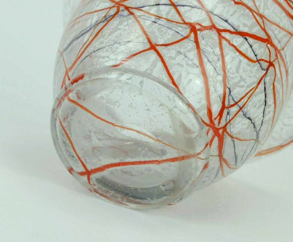 photo furniture Loetz Klostermühle Art Deco Glass Vase Or Bowl 1930s Orange Red Purple White