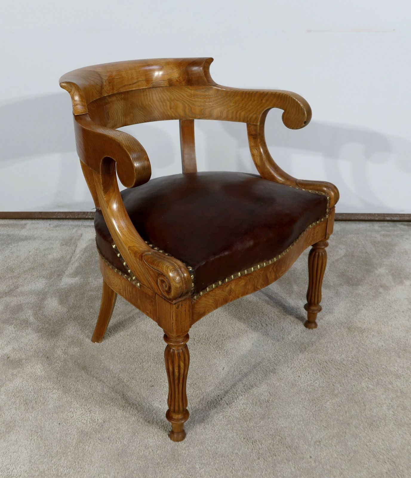 Office Armchair In Ash, Louis Philippe, 2nd Half Of The 19th Century