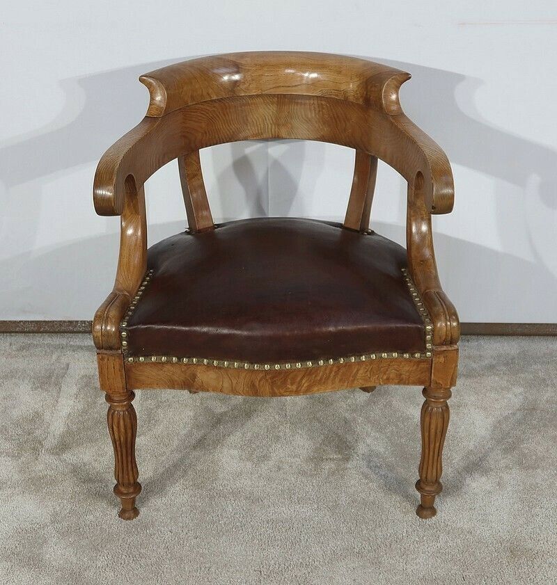 Office Armchair In Ash, Louis Philippe, 2nd Half Of The 19th Century photo for sale