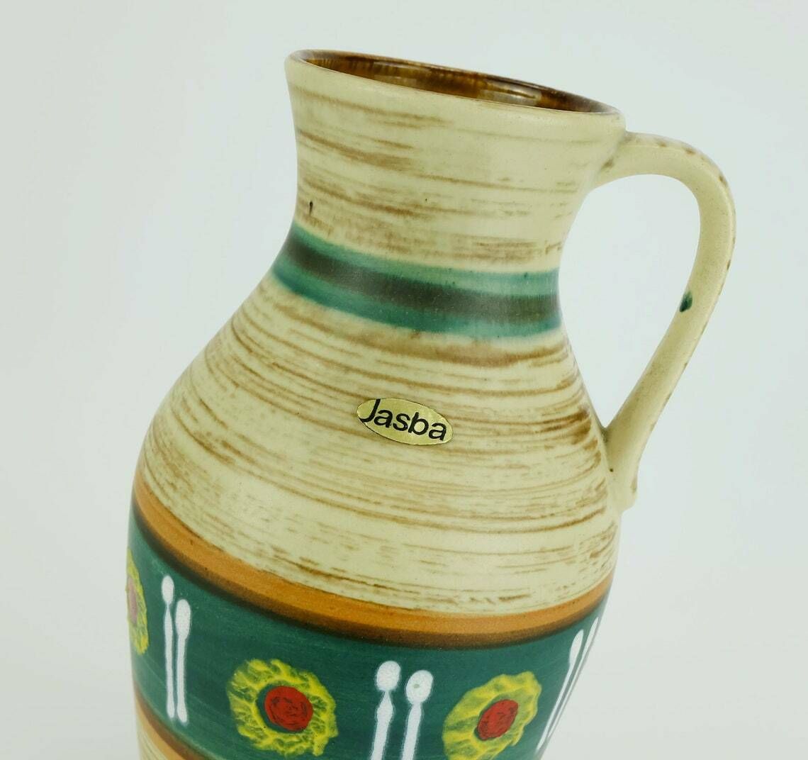 Jasba Mid Century Vase 1950s Abstract Pattern And Stripes Model 233/30 photo furniture
