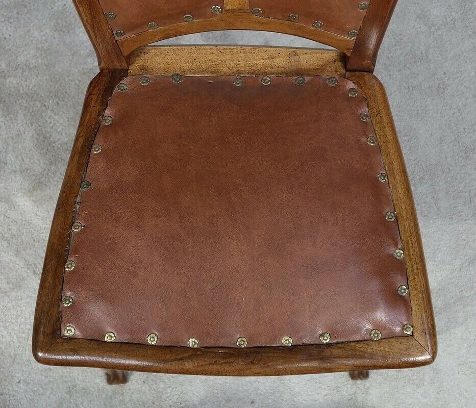 1627.4 Pair Of Walnut Chairs, School Of Nancy, Art Nouveau, 1900 photo