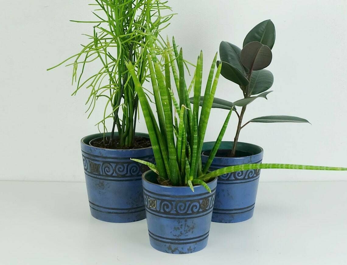 Set Van 3 Bloempotten Ceramano Pergamon Hanns Welling Mid Century Wgp Ca. Jaren 1950–1960 Aardewerk photo vintage