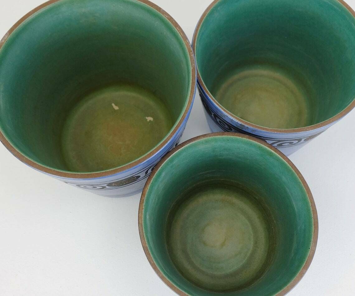 photo for sale Set Van 3 Bloempotten Ceramano Pergamon Hanns Welling Mid Century Wgp Ca. Jaren 1950–1960 Aardewerk