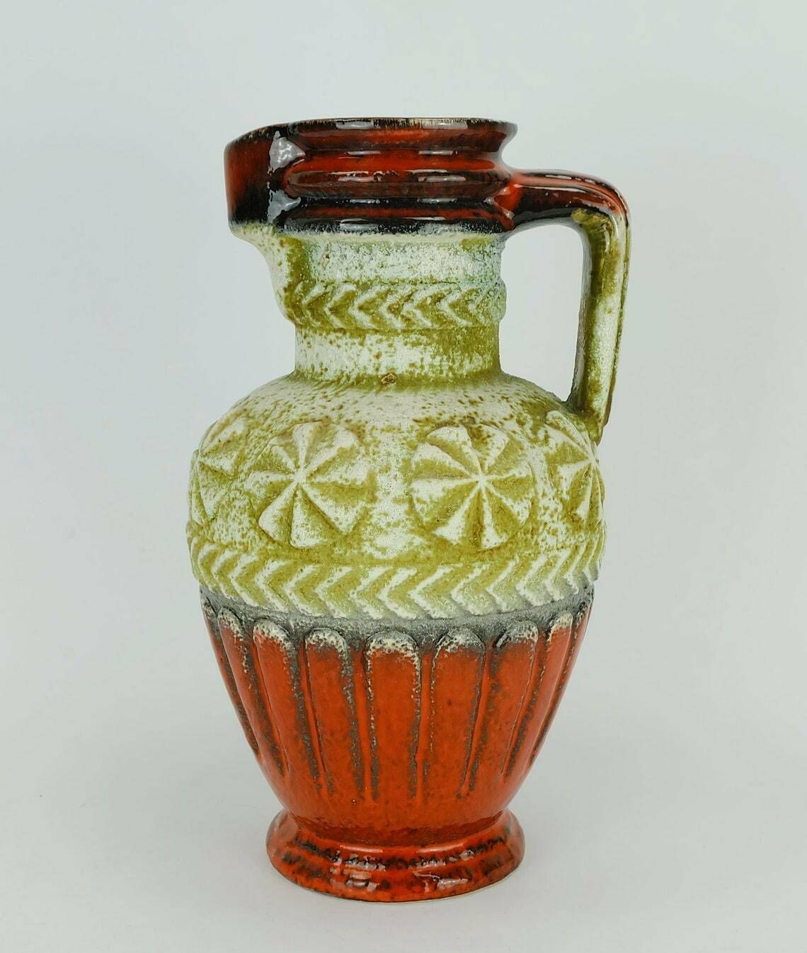 1960's Vintage Retro Vase Jug Abstract Pattern Bay Keramik Wgp Model 73 30 photo vintage