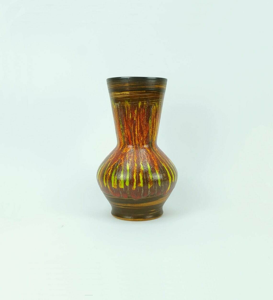 French 1970s Ceramic Vase St. Clement Model 9090 Colorful Lava Glaze