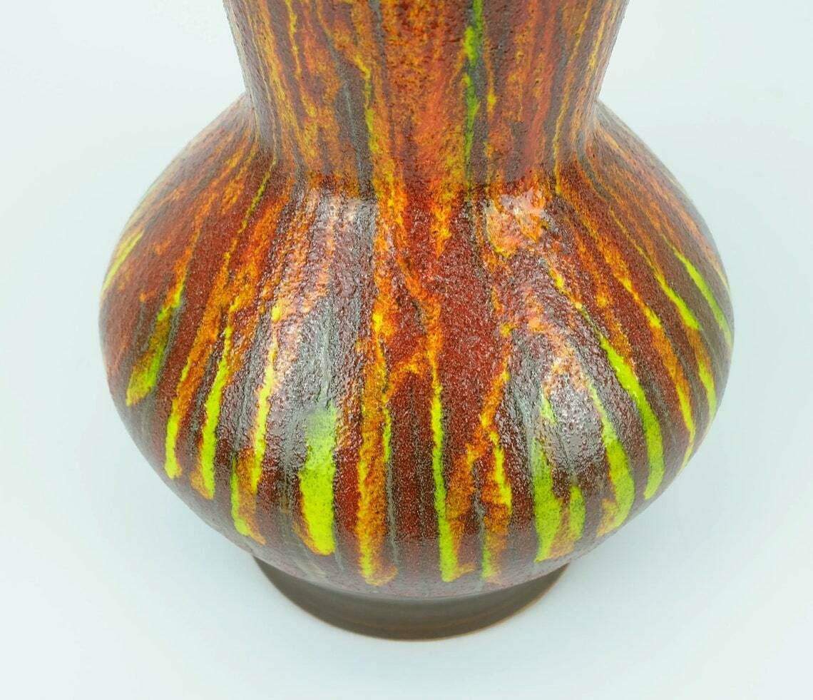 French 1970s Ceramic Vase St. Clement Model 9090 Colorful Lava Glaze photo vintage