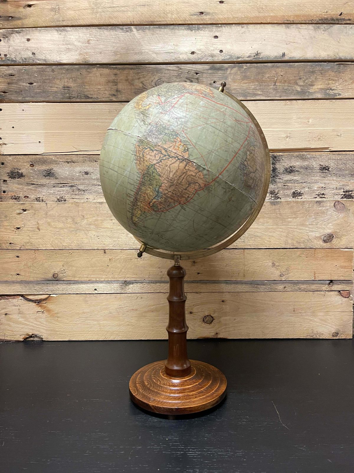 German Antique Table Globe By Paul Räth & DR A Krause, Leipzig 1920s