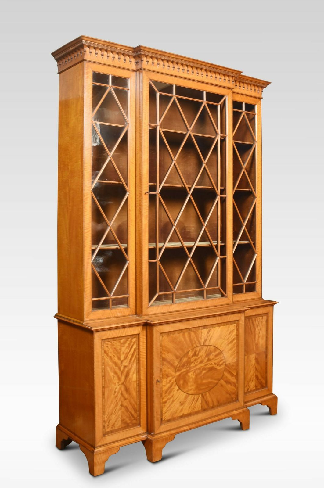 Sheraton Revival Satinwood Breakfront Bookcase photo Furniture