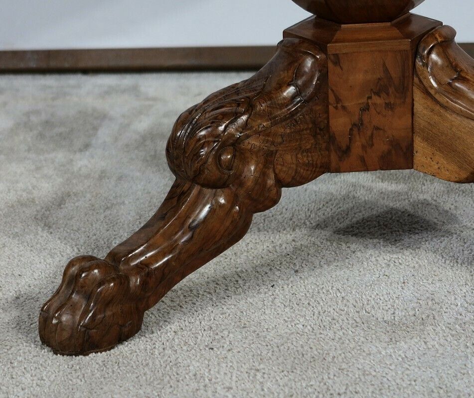 Estate Pedestal Table In Solid Walnut, Restoration Period, Early 19th Century photo vintage