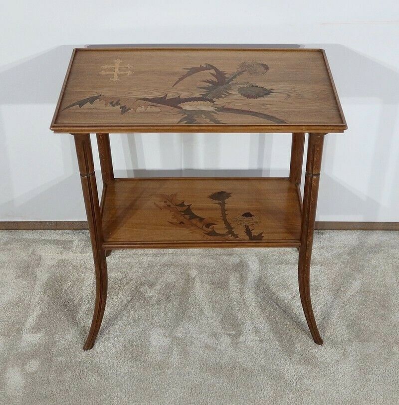 Tea Table With Inlaid Decoration Signed E Gallé Late 19th Century