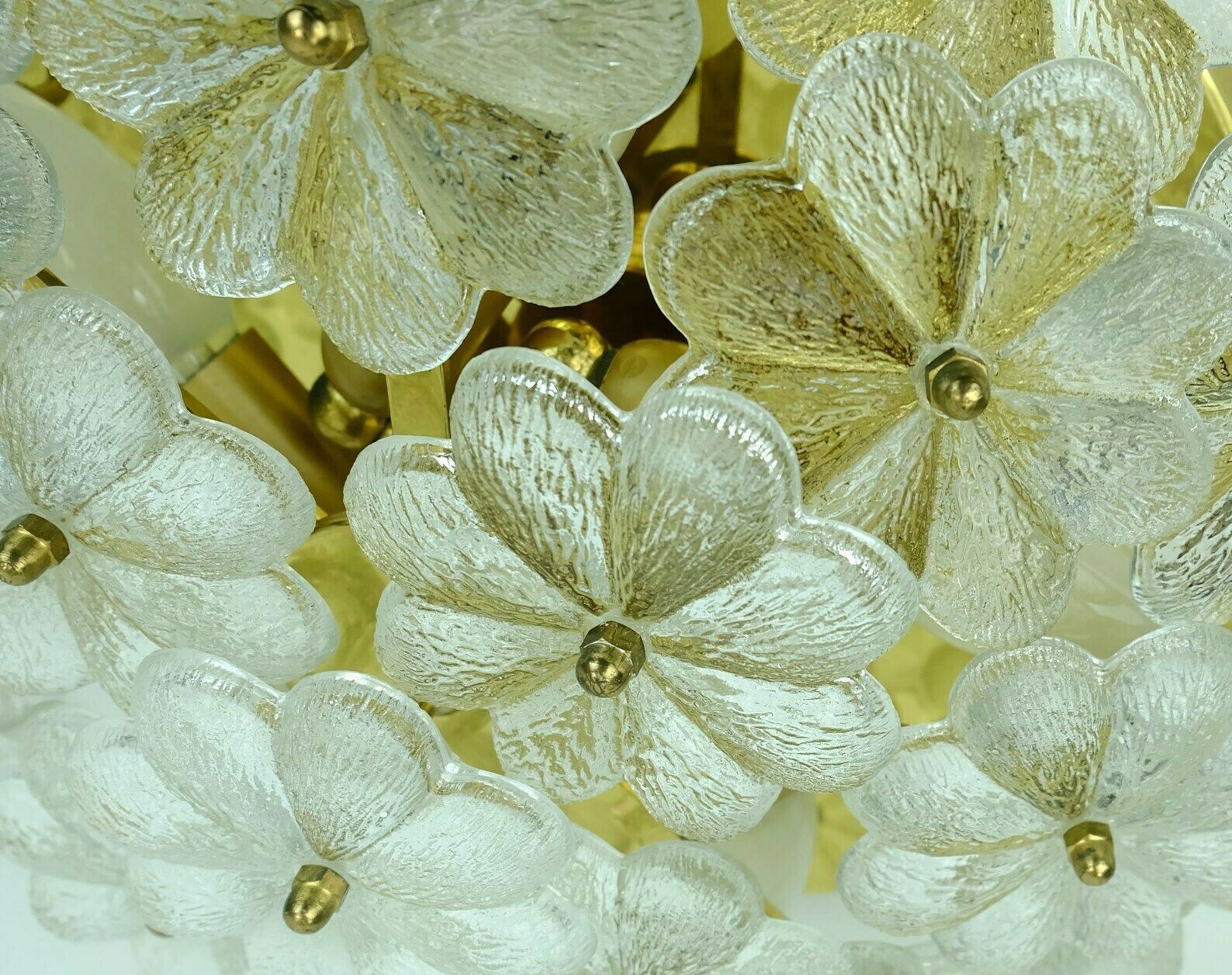 Mid Century Glass Blossoms Ceiling Fixture 1960s Ernst Palme Glass Brass photo vintage