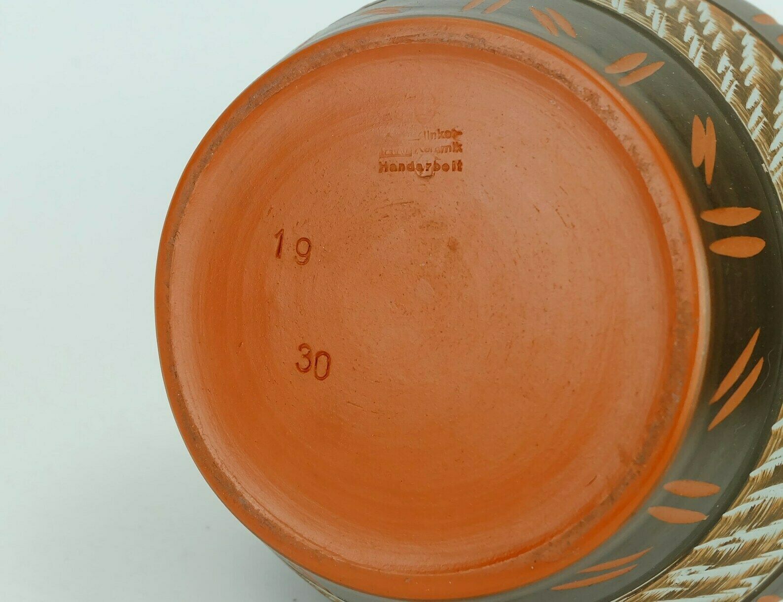photo furniture 1950's Akru Keramik Mid Century Vase Sgraffito Decor Model 10 30
