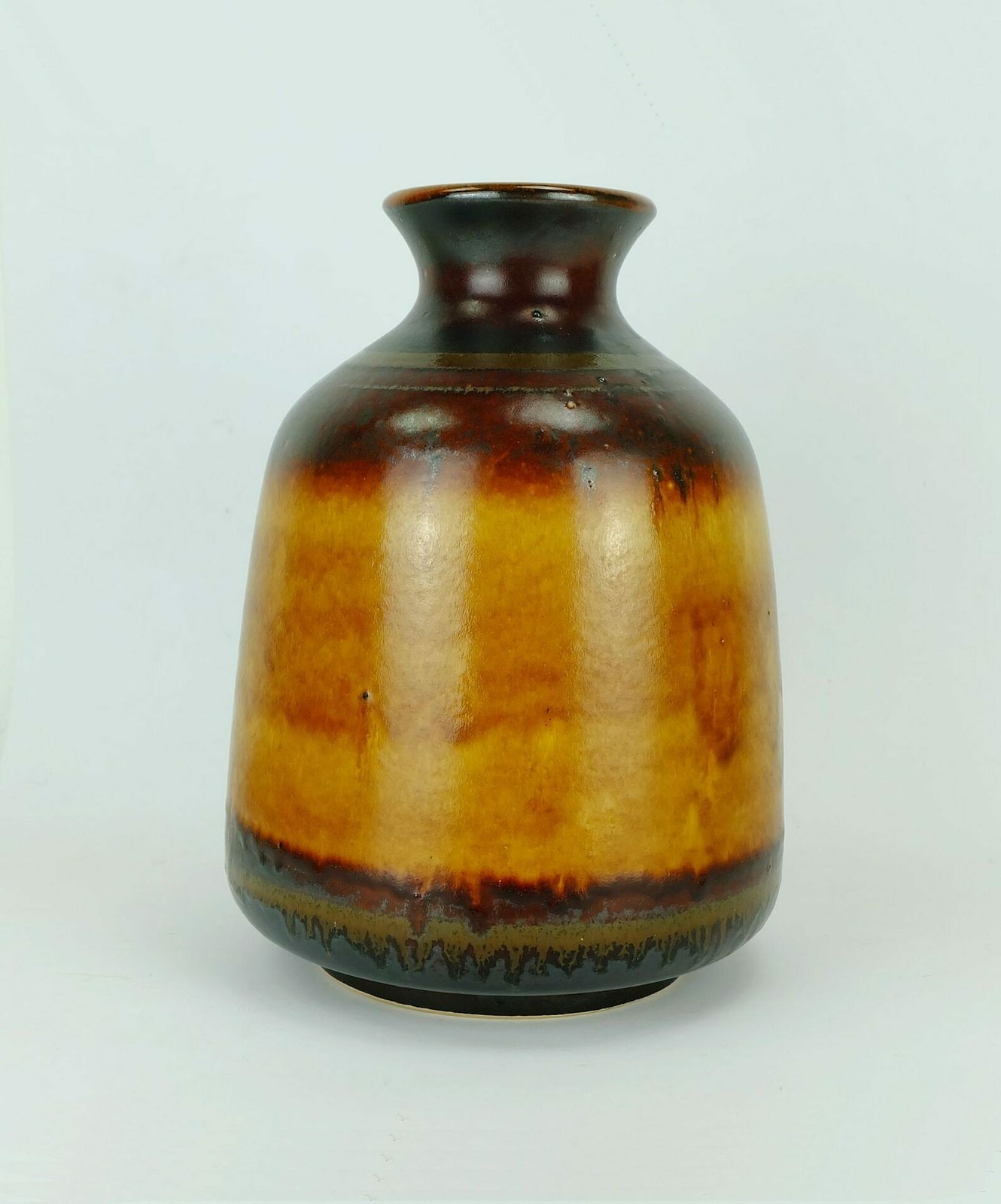 Large Mid Century Vase Ceramic Vase Model No. 1109/1 Amber With Different Shades Of Red And Brown photo Home Decor