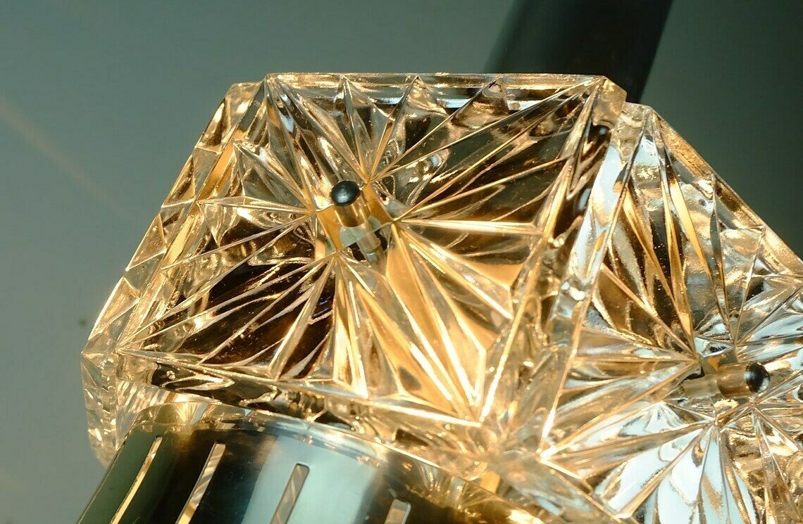 No. 2 Of 2: Elegant Mid Century Pendant Light Crystal Glass And Metal 6 Glass Prisms 1960s photo buy
