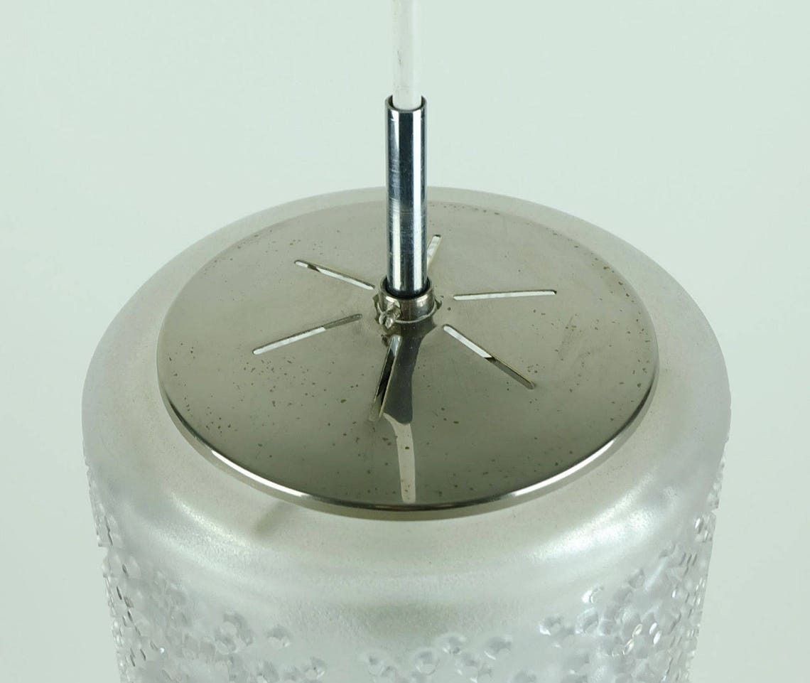 photo furniture Vintage Peill & Putzler Pendant Lamp Textured Glass Etched Glass 60s 70s
