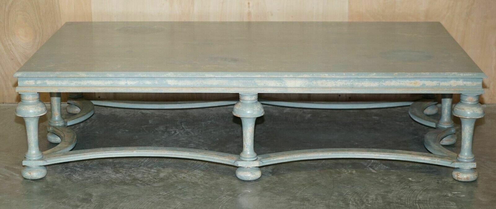 Massive Original Paint Six Pillars Leg French Country House Coffee Table photo for sale