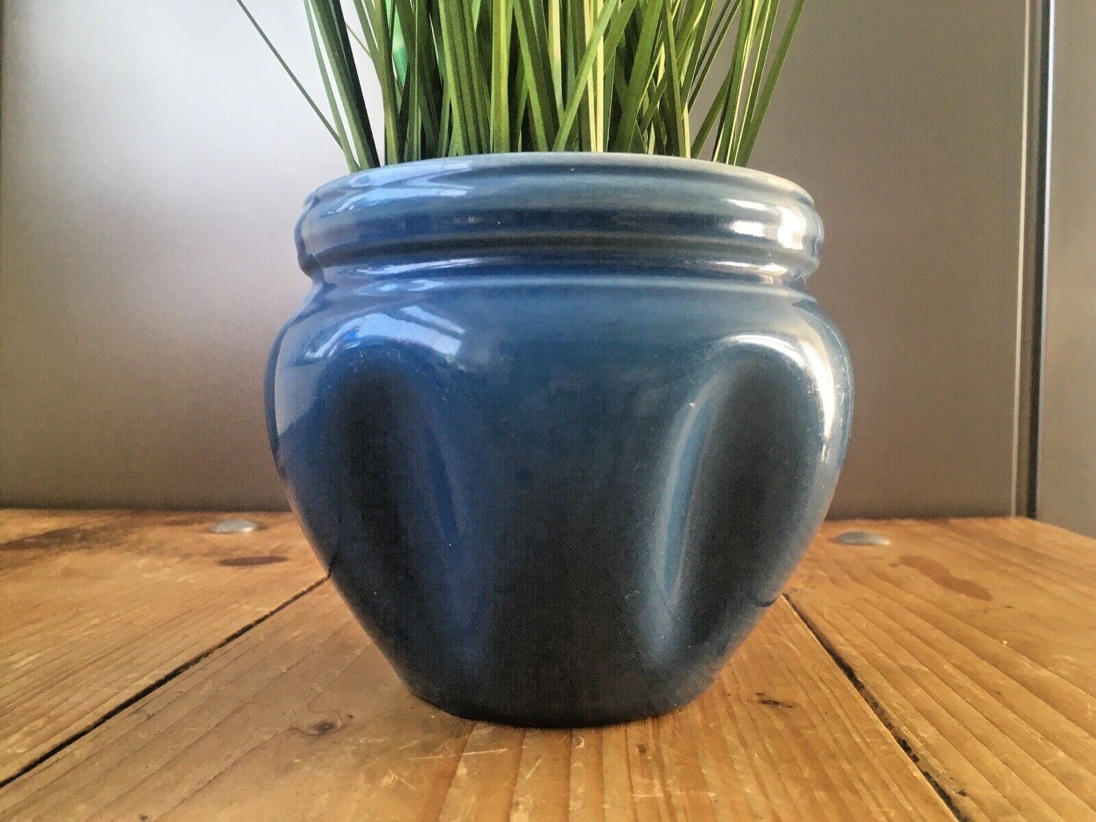 photo for sale Antique Arts And Crafts James Wardle Blue Glazed Small Pottery Planter Plant Pot