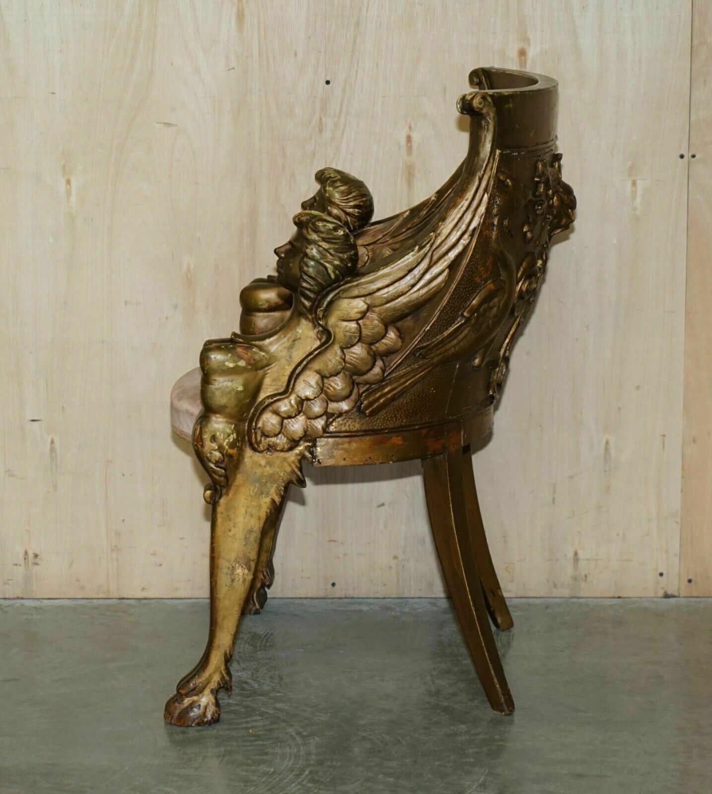 photo buy After Thomas Hope Antique Circa 1780 George III Hand Carved Giltwood Armchair
