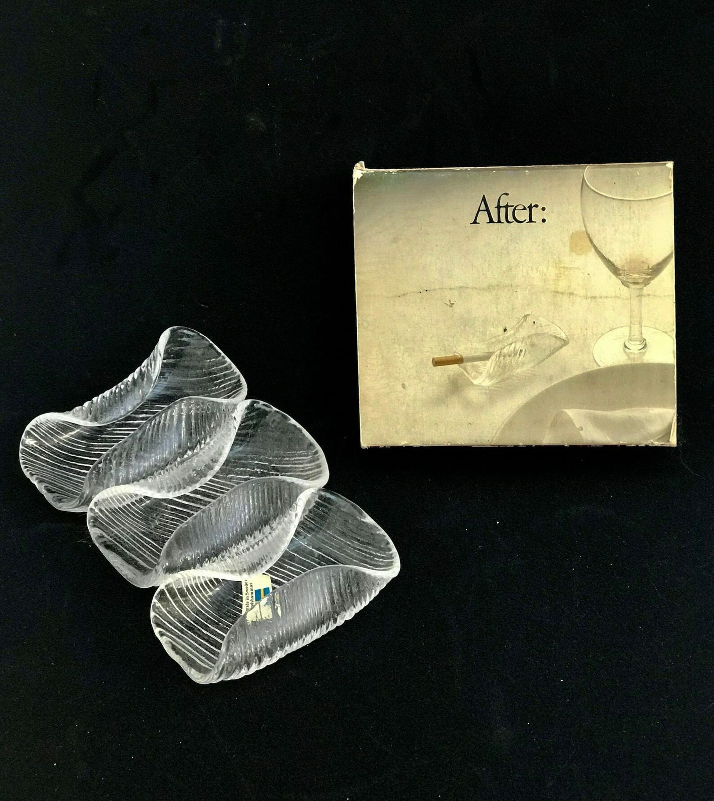 Napkin Holders And Ashtrays Crystal By Lindshammar Sweden, Scandinavian Glass photo Home Decor