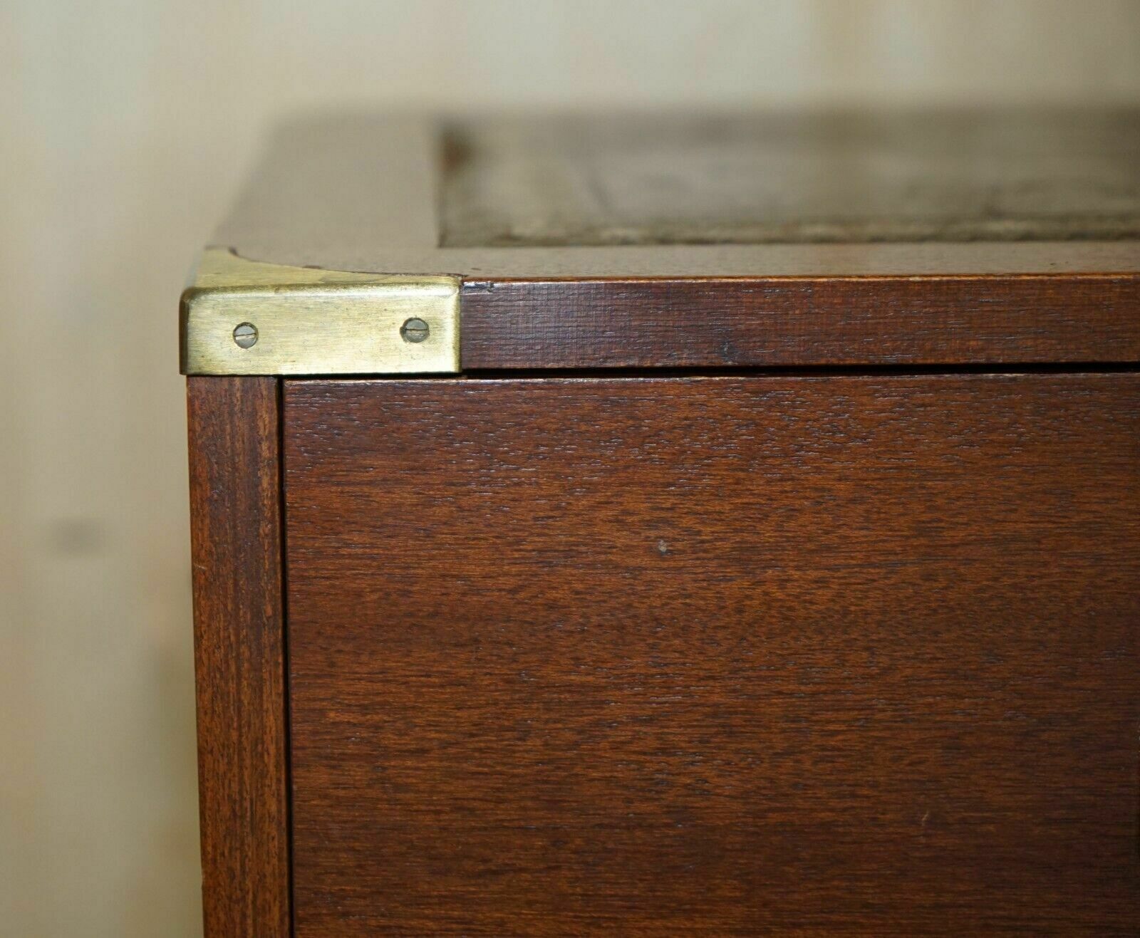 Stunning Harrods Kennedy Military Campaign Side End Table Drawers Brown Leather photo 850.0