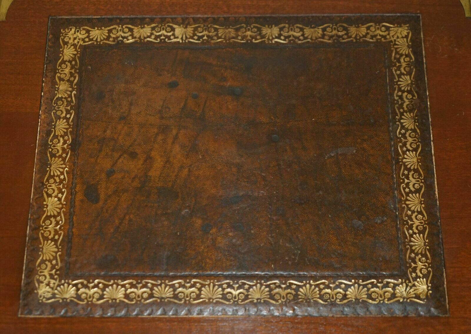 850.0 Stunning Harrods Kennedy Military Campaign Side End Table Drawers Brown Leather photo
