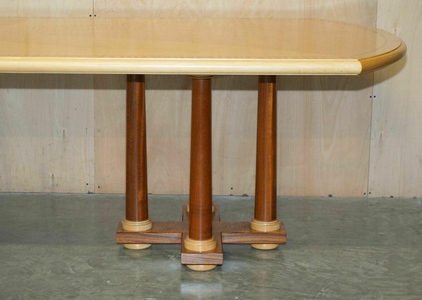 Furniture Original Huge Andrew Varah Satinwood & Mother Of Pearl Dining Table photo