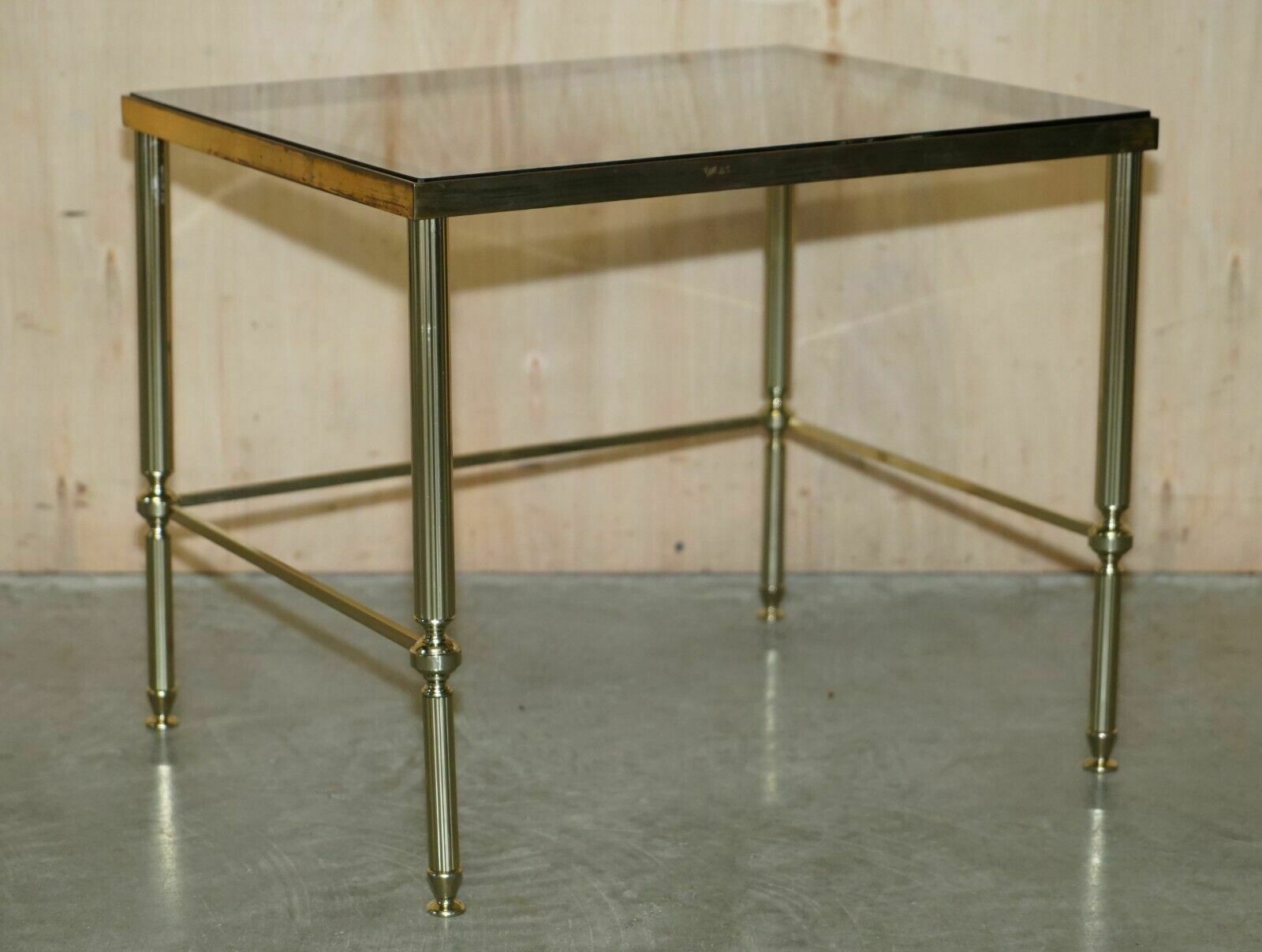 Maison Jansen Nest Of Tables Hollywood Regency Nest Of Three Brass Glass Tables photo furniture