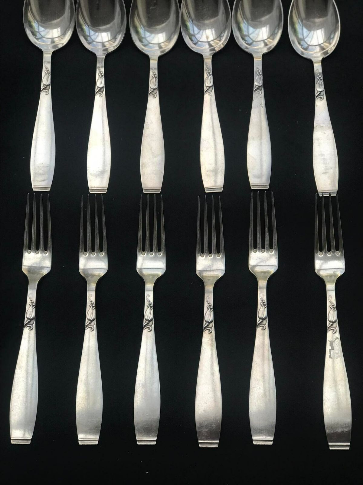 Flatware Table Dinner Soup Spoons And Dinner Forks Danish A Prip Lilymore Plated Antique Flatware Cutlery photo buy
