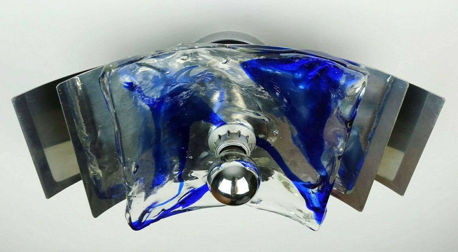 Mid Century Sconce Glass Metal Chrome Murano Ice Glass 1960s 70s photo buy
