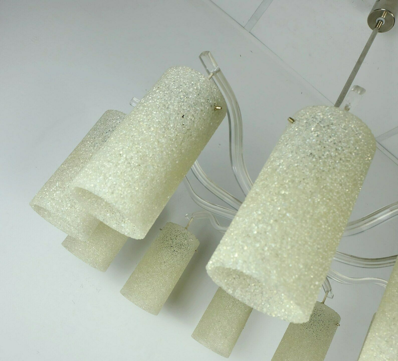 Outstanding Large 1950s 60s Mid Century 10 Light Chandelier Acrylic Bakelite Plastic Granules Shades photo furniture