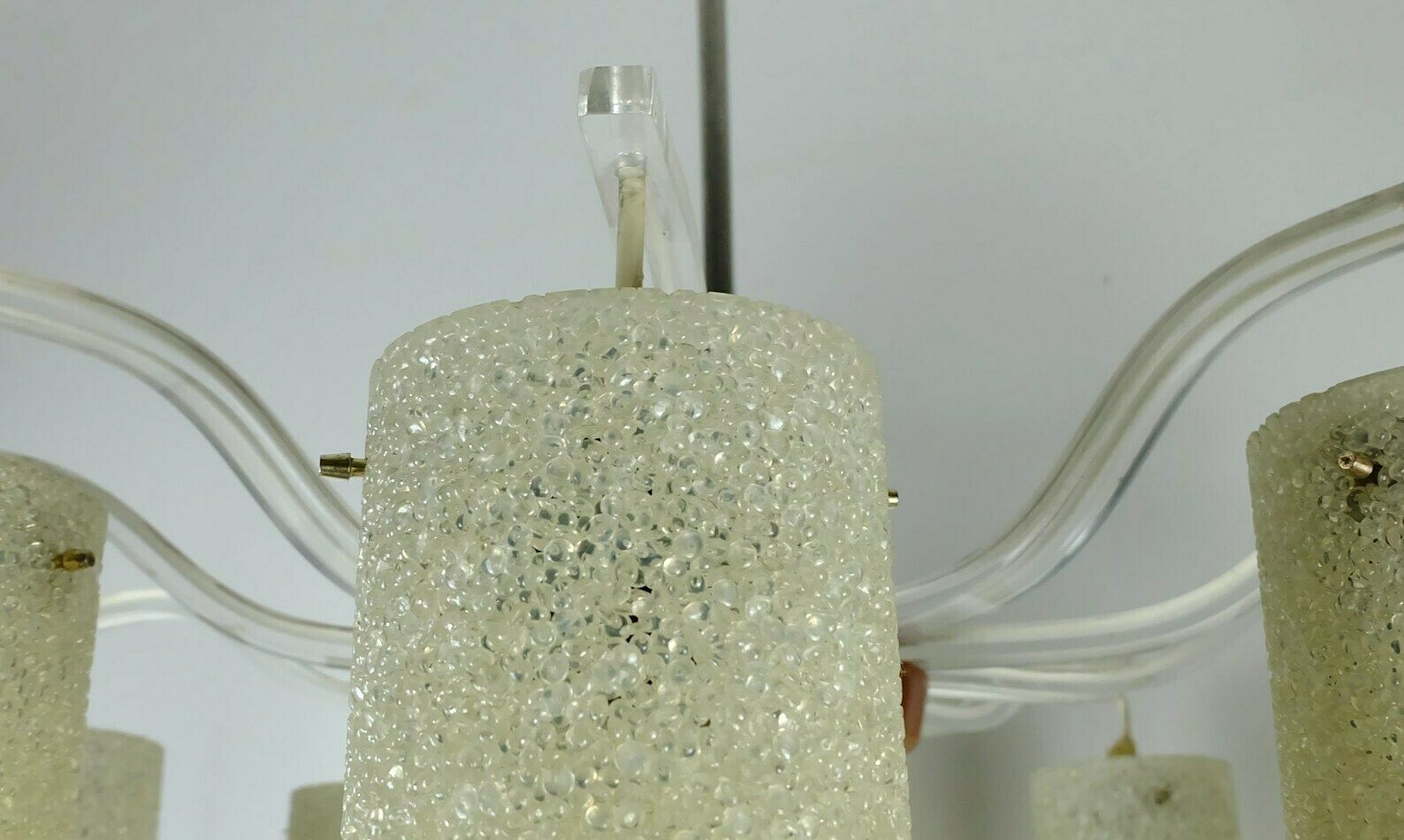 Outstanding Large 1950s 60s Mid Century 10 Light Chandelier Acrylic Bakelite Plastic Granules Shades photo Lighting