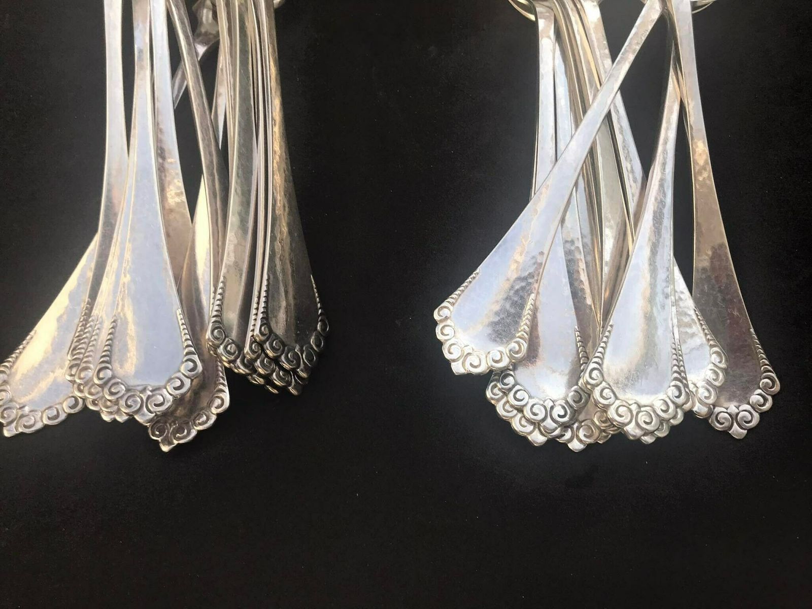 Flatware Table Dinner Soup Spoons Dessert Spoons Dinner Forks Art Deco Entremet Fork Absa Danish Silver Plated Antique Flatware Cutlery photo for sale