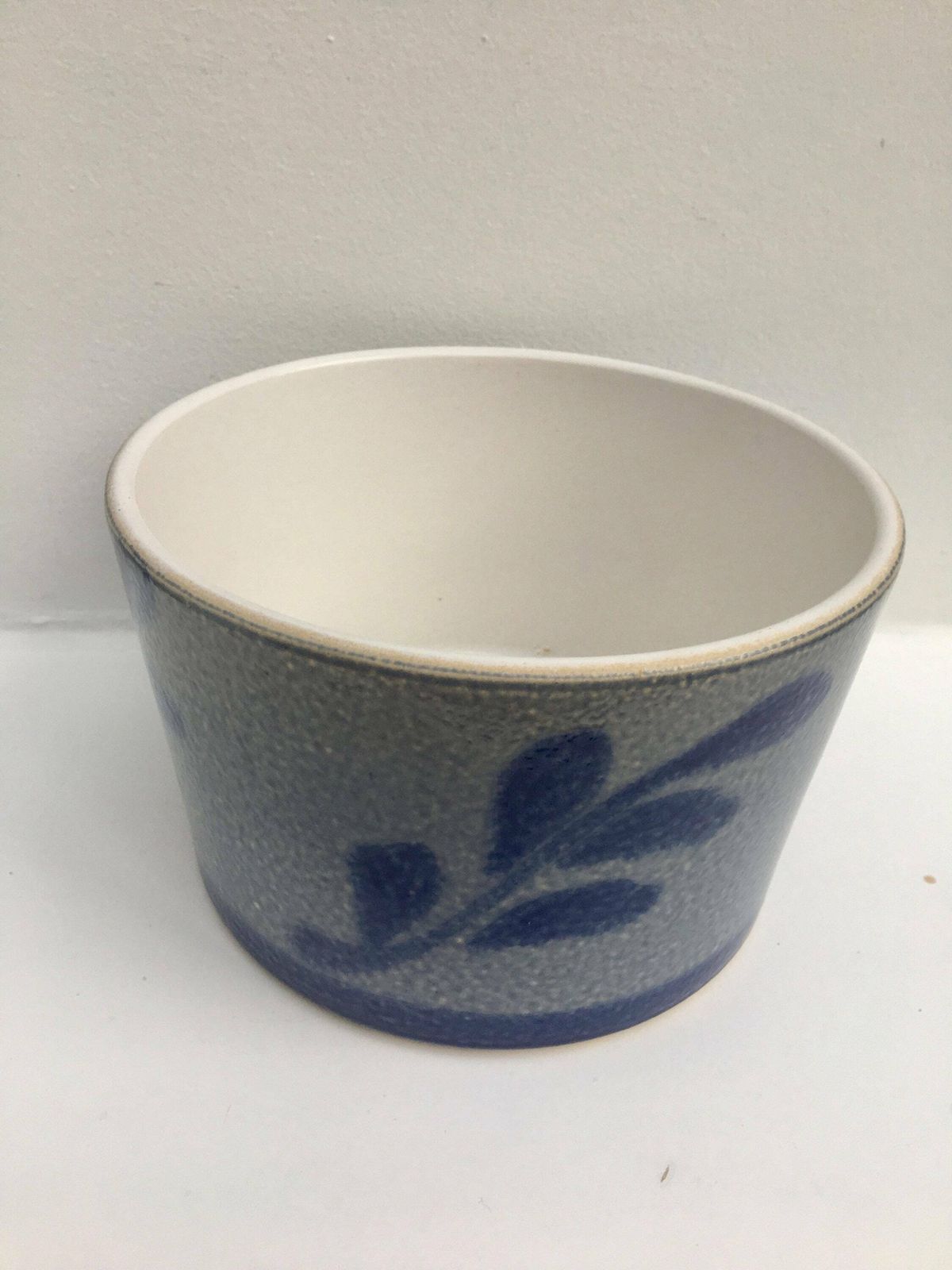 Plant Pot Indoor Cache Pot Outdoor Betschdorf Alsace France Saltglazed Pottery, French Country Blue Cobalt Antique Grey Ceramic Stoneware. photo Home Decor