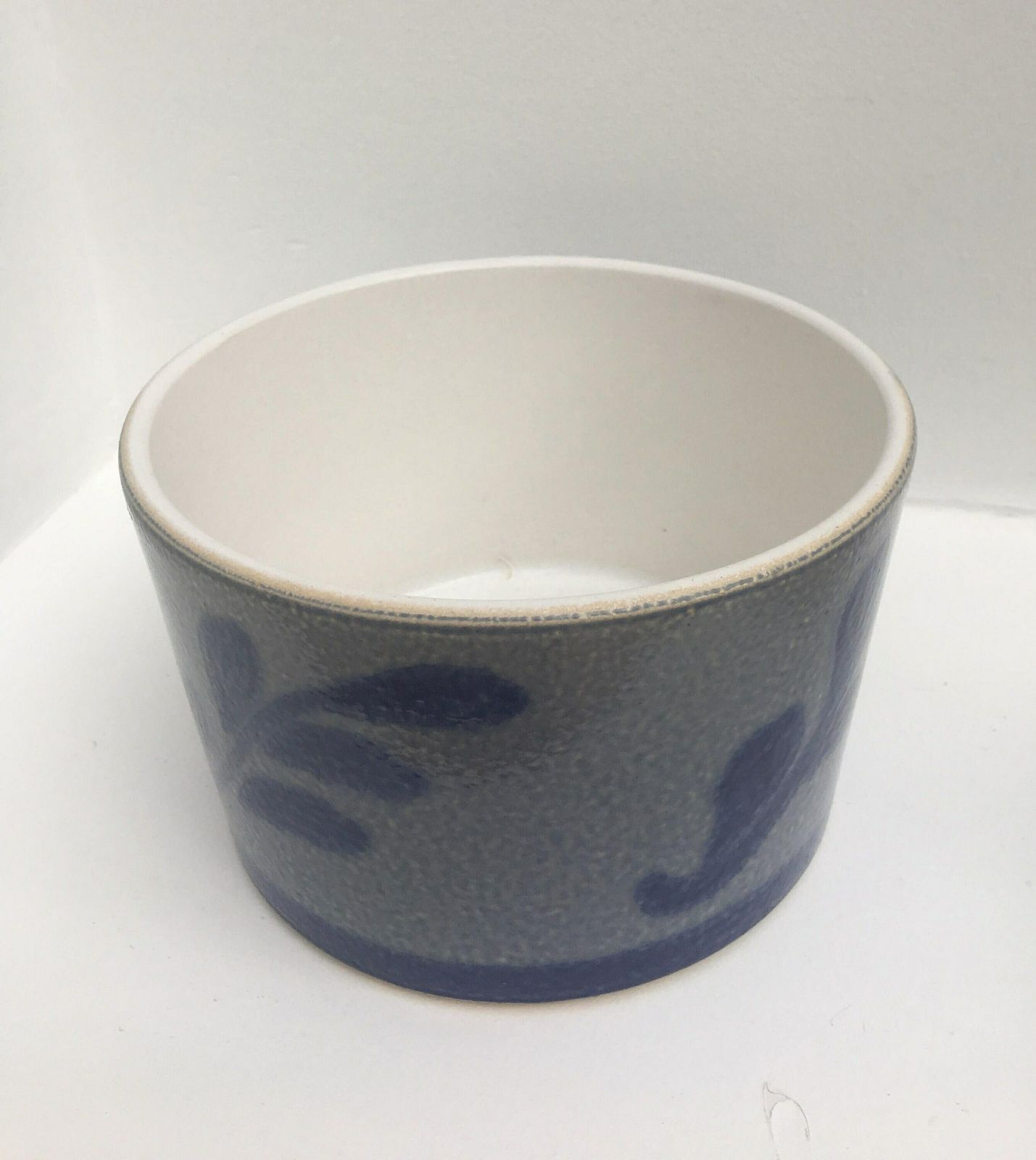 Plant Pot Indoor Cache Pot Outdoor Betschdorf Alsace France Saltglazed Pottery, French Country Blue Cobalt Antique Grey Ceramic Stoneware. photo vintage