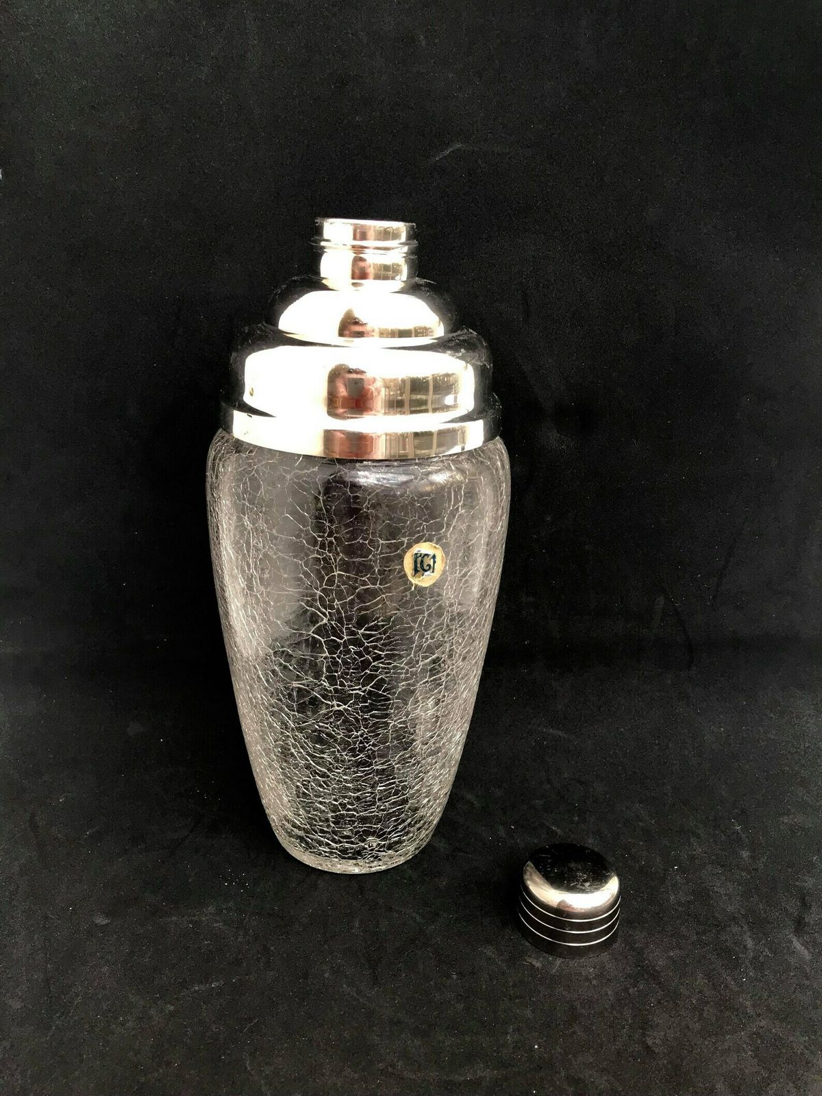 Vintage Cocktailshaker – Groot, Verzilverd Glas – Baraccessoires, Mid Century, Martinishaker, Vintage Barware, Ca. 1950 photo 165.0