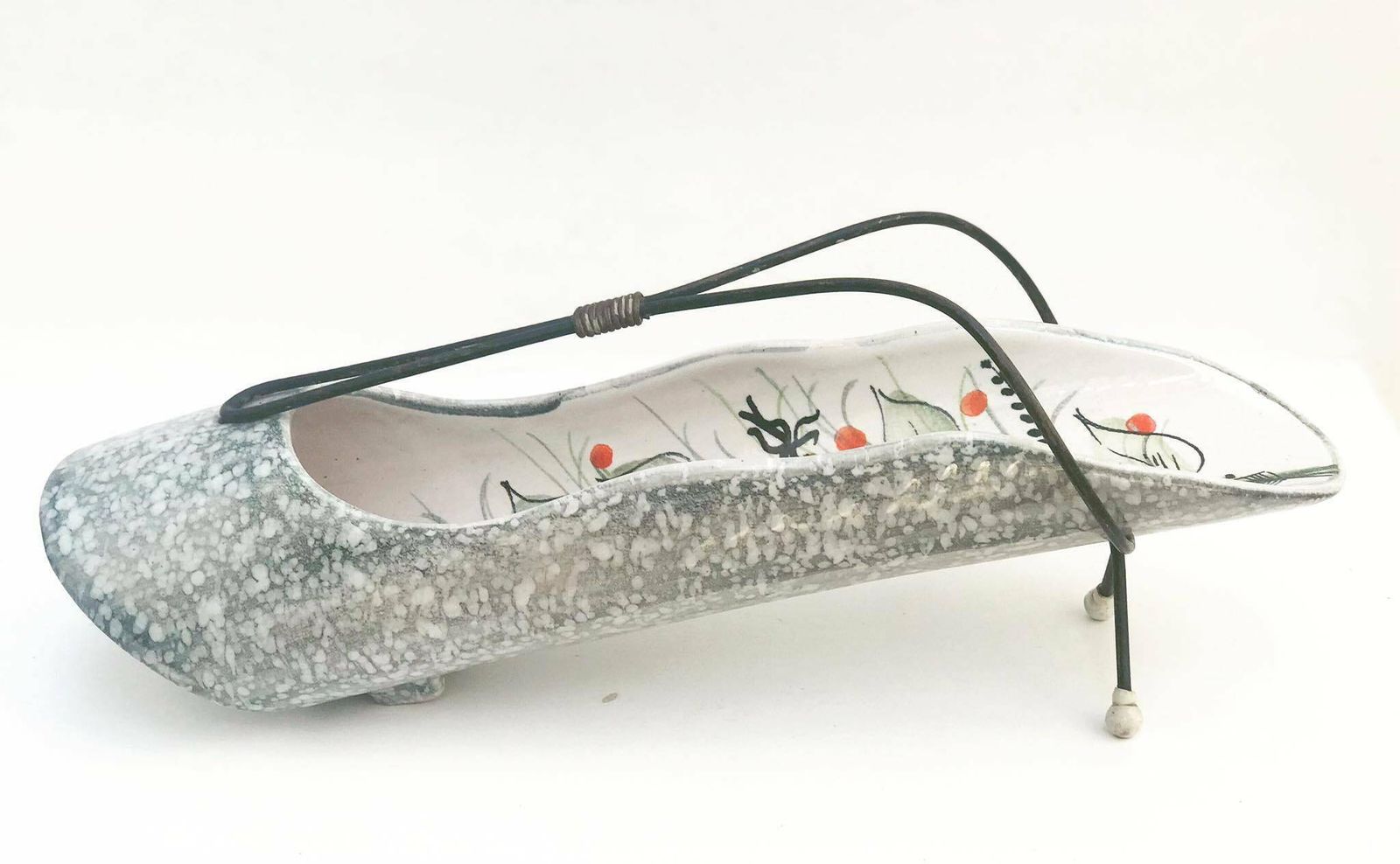photo for sale Rometti Ceramic Breadsticks Holder Container Grissini Vintage 40s/50s Hand Painted Signed Mid Century Italian Crafts And Arts Collection