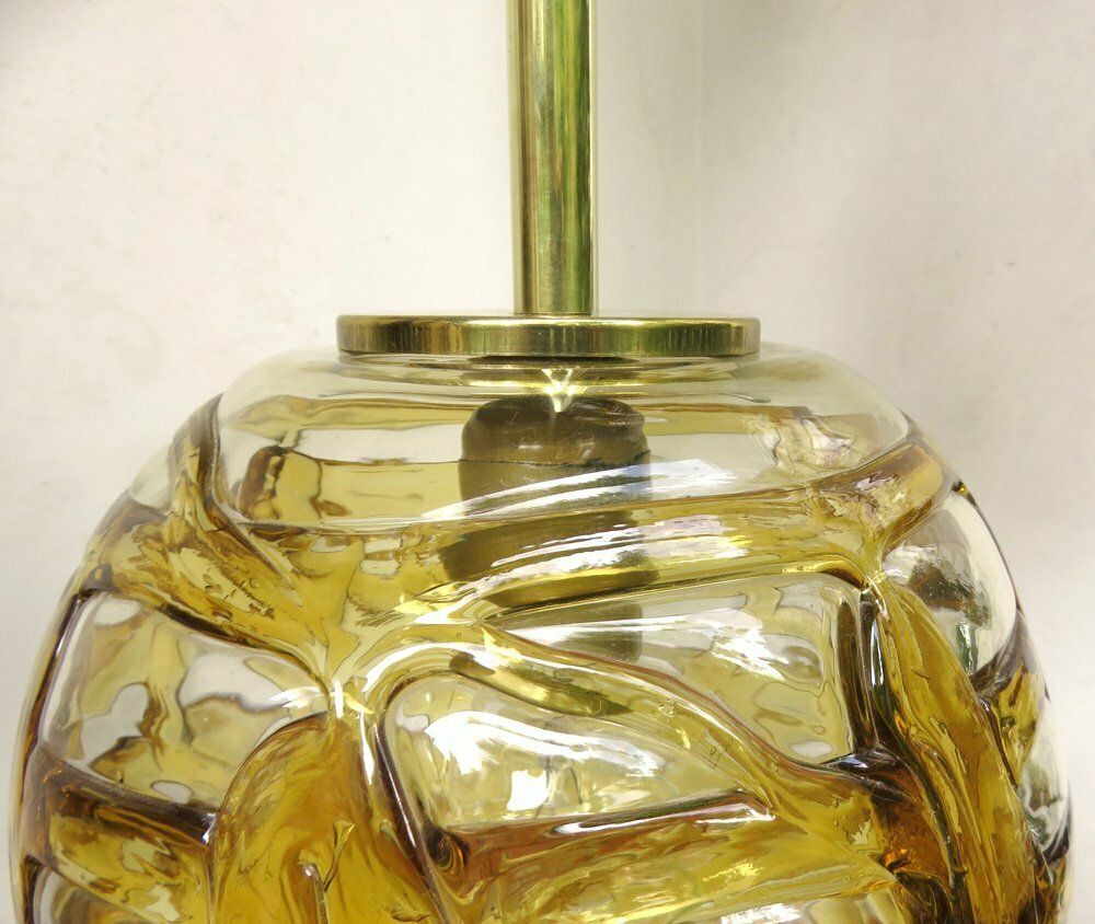 photo for sale Amber And Clear Glass And Brass Cascade Ceiling Lamp From Doria Leuchten, 1970s