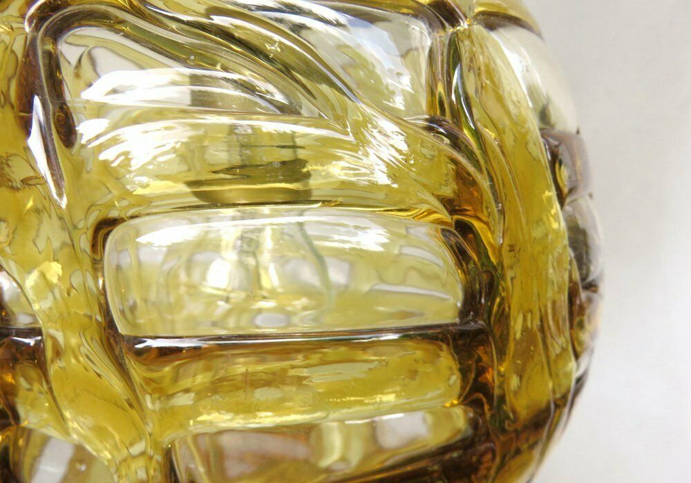 Lighting Amber And Clear Glass And Brass Cascade Ceiling Lamp From Doria Leuchten, 1970s photo