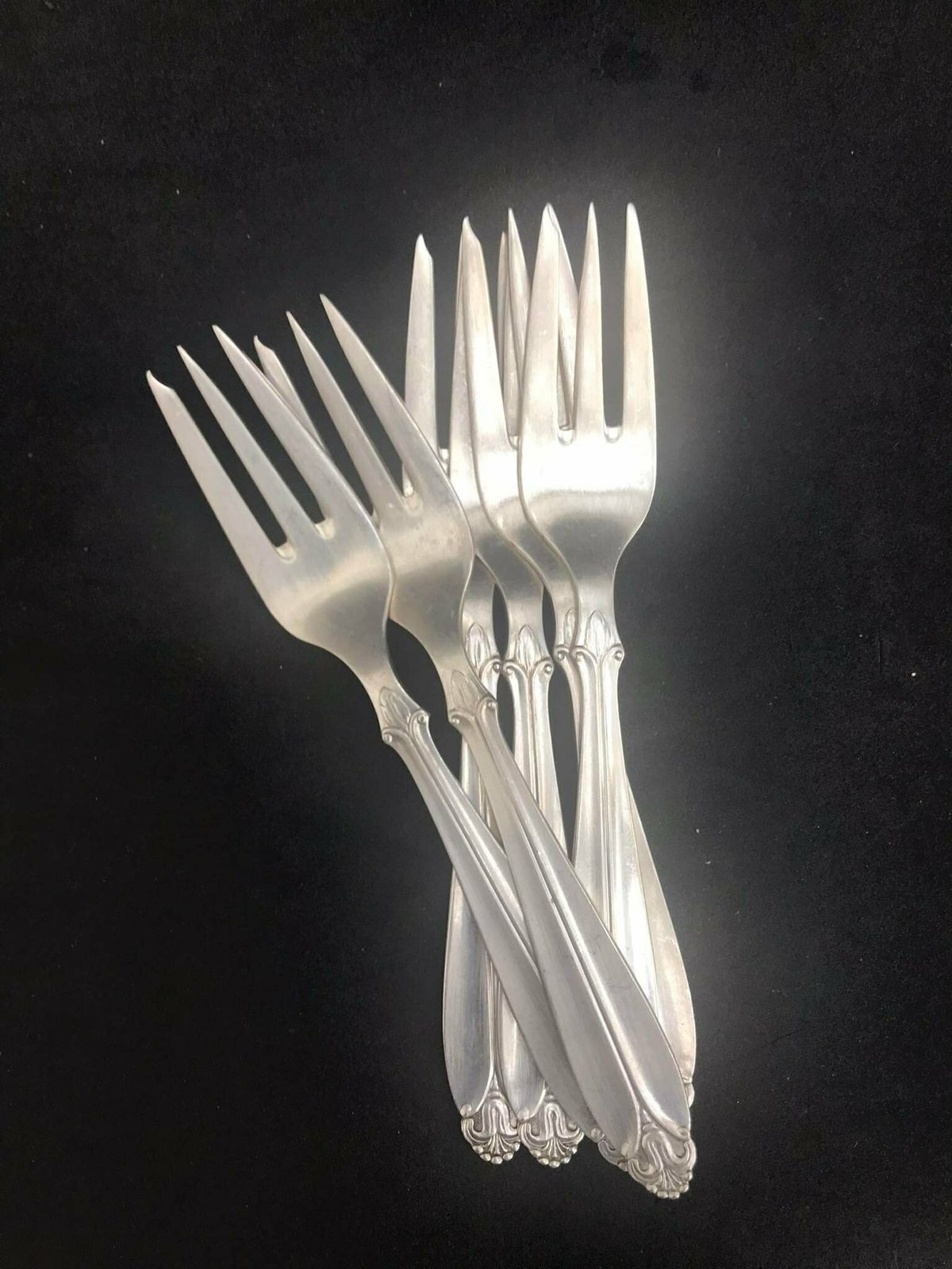 Flatware Dessert Fork Cake Oysters Set 6 Absa Danish Silver Plated Antique Flatware Cutlery Scandinavian Antique photo vintage