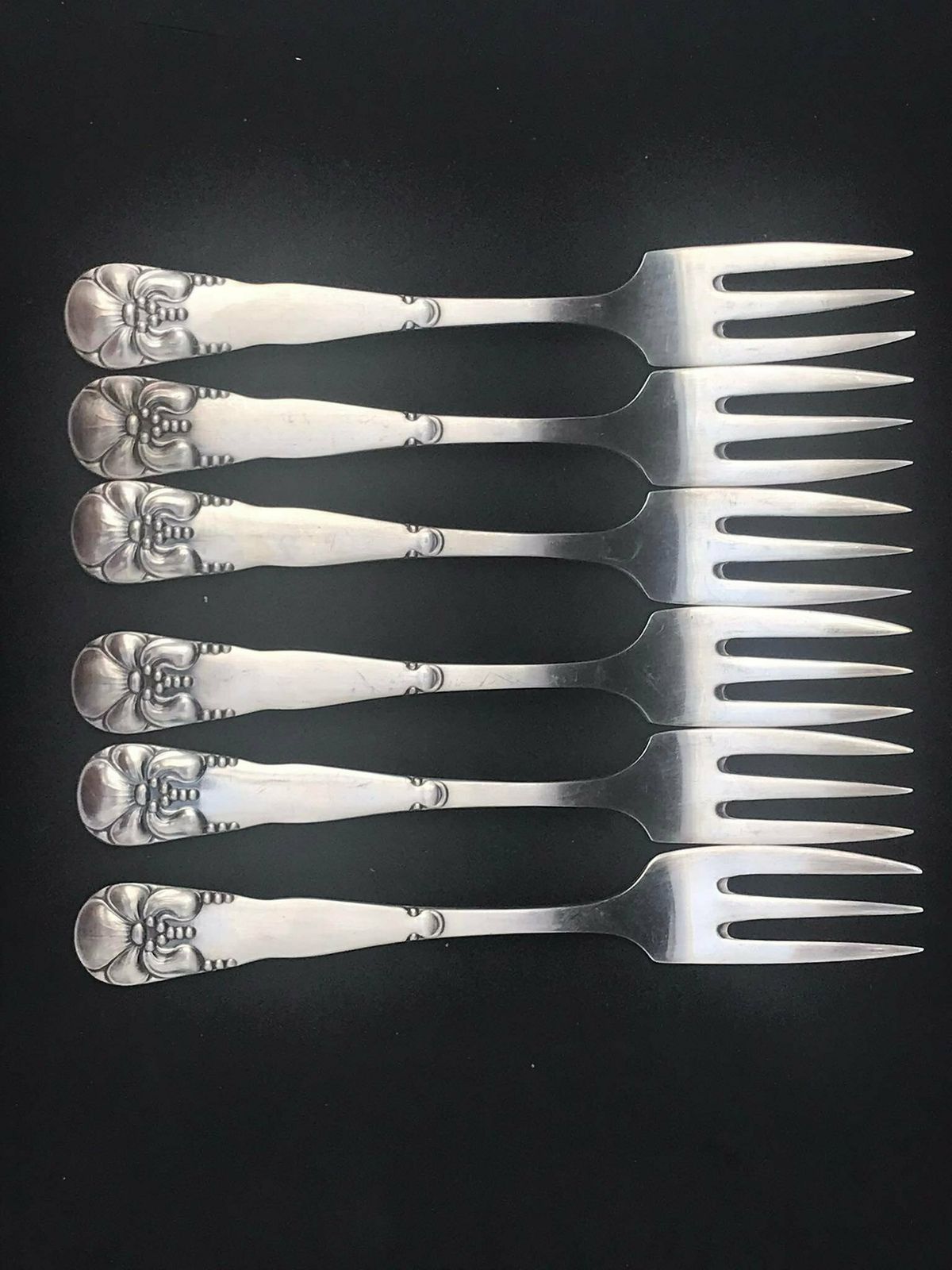 photo furniture Bestekset Dessertvorken Taart Oesters Set 6 Cohr Atlas Deens Verzilverd Antiek Bestek Scandinavisch Antiek